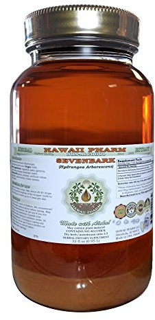 Sevenbark Alcohol-Free Liquid Extract, Sevenbark (Hydrangea arborescens) Dried Root Glycerite Natural Herbal Supplement, Hawaii Pharm, USA 32 fl.oz
