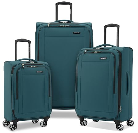 Samsonite Saire LTE Softside Expandable Luggage with Spinner Wheels, Pine Green, 3-Piece Set (Carry On/Medium/Large)