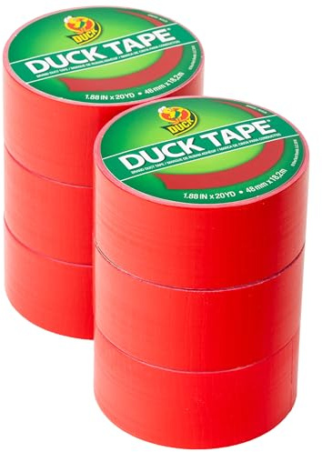 Duck Lot de 6 rubans adhésifs Rouge 48 mm x 18,2 m