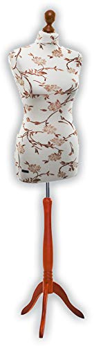 Schneiderpuppe LUCCESI | zum Probierpreis! | Größen S - XL (Female) | Torso Size: S (34-36) | Wechselbezug Creme-Weiss/florales Muster (braun) | Standfuss Calvados | Schaufensterpuppe