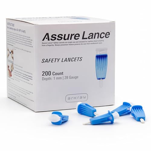 Assure Lance Micro Flow Safety Lancets – Single Use Lancets for Blood Testing, Finger Pricker for Blood Glucose Test, 28G, 1mm Depth, 200 Count (Pack of 1)