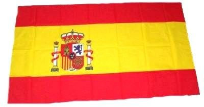 FahnenMax Fahne/Stockflagge Spanien mit Wappen 30 x 45 cm Flagge