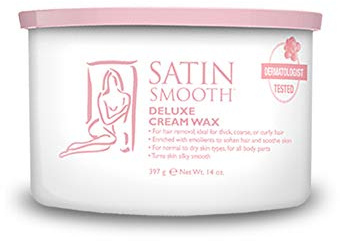 Satin Smooth Deluxe Cream Hair Removal Wax - Soft Wax for Face & Body, Professional Waxing for Sensitive Skin, Thick & Curly Hair, 14 oz, 1-Pack