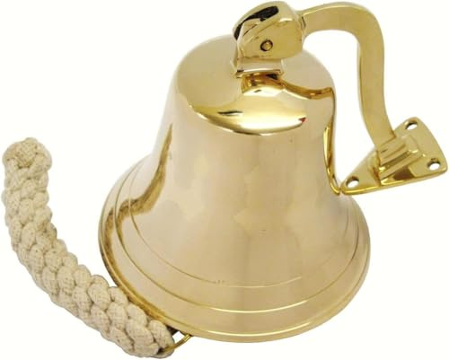 Medieval Replicas 7 Dia Vintage Nautical Heavy Duty Polished Brass Bell for Bar, Last Order, Reception, School, Outdoor, Indoor, Antique Pirate's Decorative Brass Ship's Bell (7 Titanic Bell)