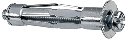 fischer HM 6 x 52 S - Hohlraum-Metalldübel mit Schraube zum Befestigen von Bildern, Gardinenschienen in Plattenbaustoffen - 50 Stück - Art.-Nr. 519778