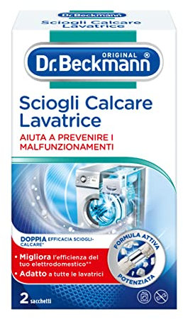 Dr. Beckmann L'Anticalcare Lavatrice | Elimina il calcare ostinato dalla lavatrice e dalla lavastoviglie | Aiuta a prevenire rotture | 2 x 50g Fresco