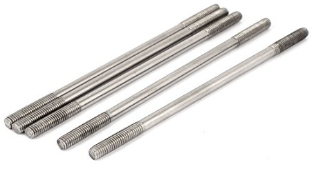 sourcing map 5 Stück Doppelend Gewindestift Schraube M6x140mm aus 304 Edelstahl | 304 Edelstahl