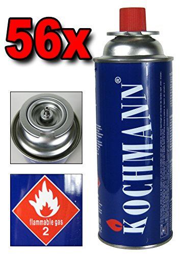 Kochmann Gaskartuschen 56 Stück Universal Gaskartuschen 227g Butan MSF-1A – 1,5–3 Std. Brenndauer