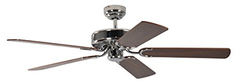 Deckenventilator ohne Beleuchtung Potkuri, Gehäuse Stahl, Wendeflügel Walnuss oder Walnuss mit Rattaneinlage, 132 cm, für Räume bis zu 25m²