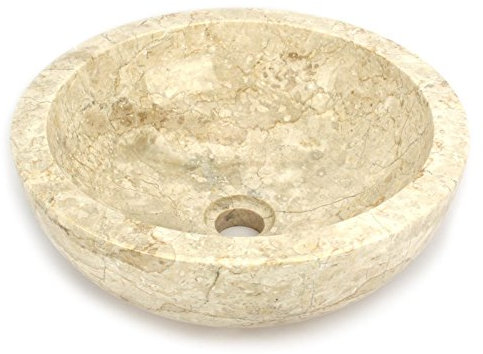 Wuona Objects 40cm Handwaschbecken Aufsatzwaschbecken heller Marmor innen und außen poliert