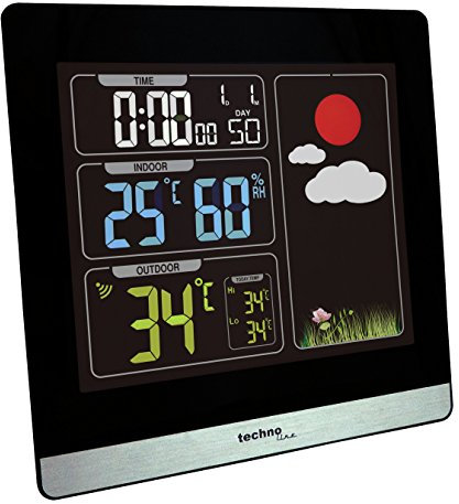 Technoline WS6448 Wetterstation mit farbigem Display, klar und deutlich abzulesen, modernes Gehäuse, schwarz