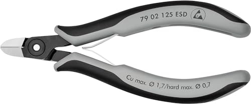 KNIPEX Präzisions-Elektronik-Seitenschneider ESDmit Mehrkomponenten-Hüllen 125 mm, 79 02 125 ESD