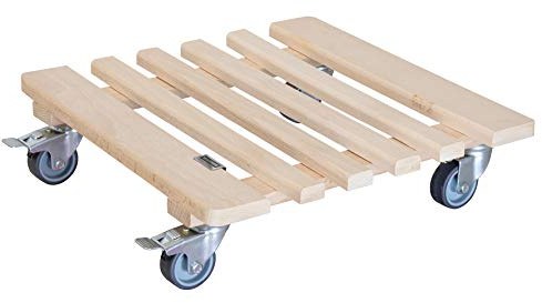 WAGNER Pflanzenroller Piano 38 x 38 x 10 cm I Pflanzenroller für den Innenbereich I Kübelroller aus FSC®-Massivholz, Buche Natur I 2 Total-Feststeller I Tragkraft 200 kg I Made in EU - 20032901
