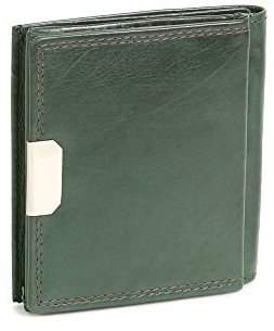 LEAS Wiener-Schachtel mit großer Kleingeldschütte, Echt-Leder, grün Special Edition