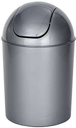 WENKO Schwingdeckeleimer Economic Grau Fassungsvermögen: 6 l, Polypropylen, 20 x 30 x 20 cm, Grau