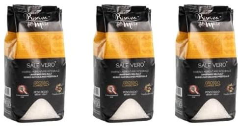 Sale Marino Integrale Artigianale di Trapani – Sicilia – Presidio Slow Food – Macina grossa, Naturale e Non Raffinato (3 x 1 kg)