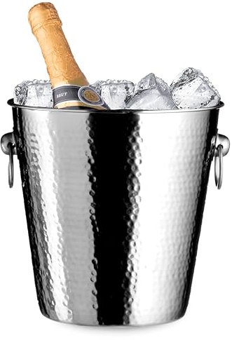 Premier Housewares Stainless Steel Hammered Effect Champagne Bucket, 20 x 22 x 22 cm, Silver