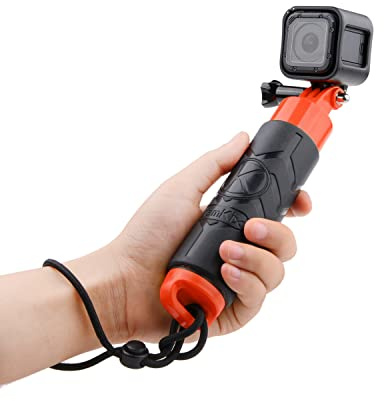 CamKix Premium Floating Hand Grip Compatible with Gopro Hero 8, 7, 6, 5,4, Session, Black, Silver, Hero+ LCD, 3+, 3, DJI Osmo Action/Hollow Interior for Storage of Small Items