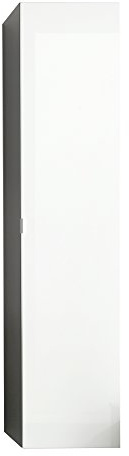 trendteam smart living - Beach - Hochschrank - Grau/Weiß Hochglanz - Badschrank für Wandmontage mit großzügigem Innenspiegel - (BxHxT) 35 x 157 x 31 cm - Soft-Close-Funktion - 3 Einlegeböden | B 35 x H 157 x T 31 cm · Soft-Close-Dämpfer · feuchtraumgeeignet · Metallgriffe · 1 Tür, 3 Einlegeböden