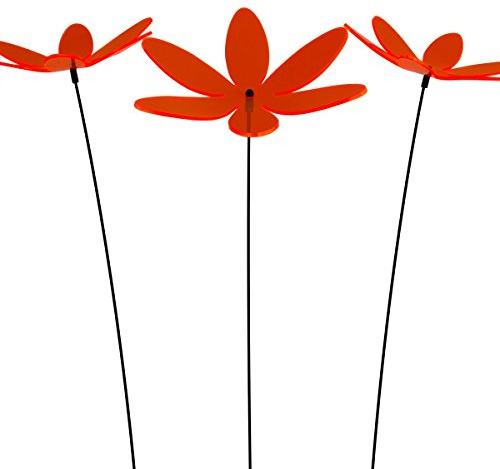 SUNPLAY Sonnenfänger Lotusblume in ORANGE, 3 Stück zu je 20 cm Durchmesser im Set + 70 cm Schwingstäbe