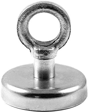 Magnetastico | 1 Stück Neodym N35 Ösenmagnet 48 mm Ø | Haftkraft 81.0 Kilogramm | Super starker Neodymium Topfmagnet mit Öse BZW. Ringschraube verzinkt | Magnet Öse extra stark, Magnet mit Öse
