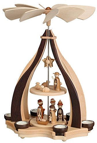 Rudolphs Schatzkiste Design pyramid of Christ birth with tealights Seiffen 47cm Erzgebirge NEW