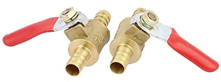 sourcingmap Ball Valve Shut-off Valve, 8mm Hose Barb to 8mm Hose Barb, Air Gas Water Pipe Controller, 180 Degree Operation Handle, Brass Valve, Pack of 2