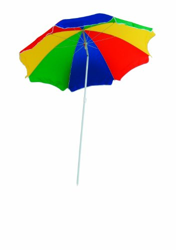 EXPLORER Strandschirm Sonnenschirm ca. 180cm **knickbar / mit Teleskopstab zur Verlängerung** Strand Garten Schirm Sonnenschutz Sichtschutz Strandmuschel Outdoor bunt beige blau
