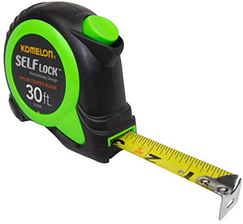 Komelon SL2830 Cinta métrica autobloqueante de 30 pies x 1 pulgada