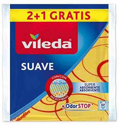 Vileda 142011 - Bayetas Suaves, 30% microfibras, 2 Unidades + 1 Unidad Gratis