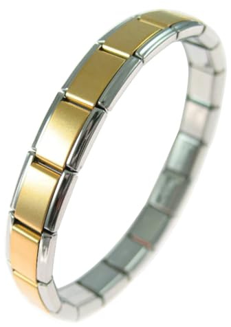 Quiges - Bracelet module de style italien de 9 mm en acier inoxydable doré mat complet pour modules à breloques italiens, Acier inoxydable