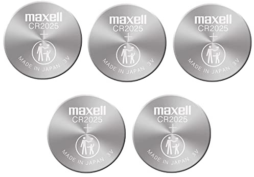 Maxell CR2025 Lithium-Knopfzellen, 3 V, 5 Stück