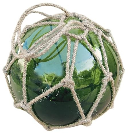 Sea-Club Fischerkugel Maritime Deko Glas & Tauwerk/Sisal Ø=18cm grün