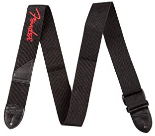 Fender Gitarrengurt, Polyestergewebe mit Rotem Logo, Verstellbar 33”-53”, Schwarz