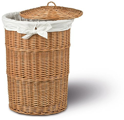 Adam Schmidt Korbwaren Wäschepuff, Wäschetruhe, Wäschekorb, aus Vollweide, Höhe 630 mm, Durchmesser: 480 mm