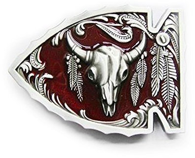 eeddoo® Gürtelschnalle - Wildlife Pfeilspitze + Bulle (Buckle für Wechselgürtel für Damen und Herren |Belt Frauen Männer Oldschool Rockabilly Metall Gothic Wave Rock Biker Western Trucker Casino Skull