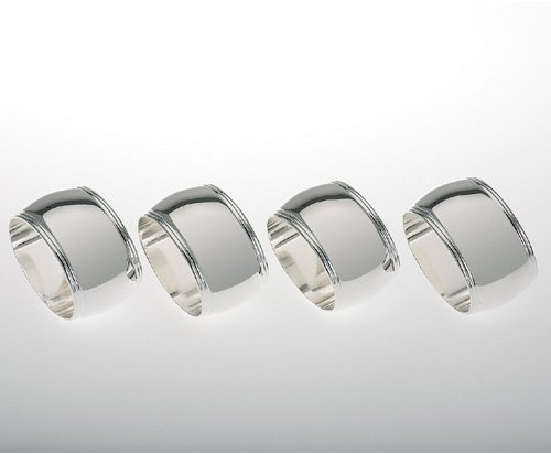 Serviettenringe Silber oval 4er Set für Papierservietten oder Tischbänder Hochzeit Vintage Servietten-Ringe Geburtstag Taufe