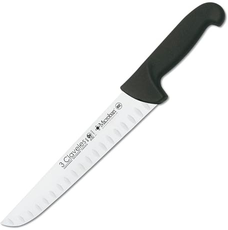 3 Claveles Cuchillo Carnicero Alveolado Proflex, Acero Inoxidable, Negro, 24 cm-9.5