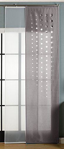 Gardinenbox 2er-Pack Schiebegardine Flächenvorhang Toledo Lasercut Wildseide Optik Voile, Grau, 245x60 cm (HxB) inkl. Paneelwagen und Beschwerungsstangen, 165660
