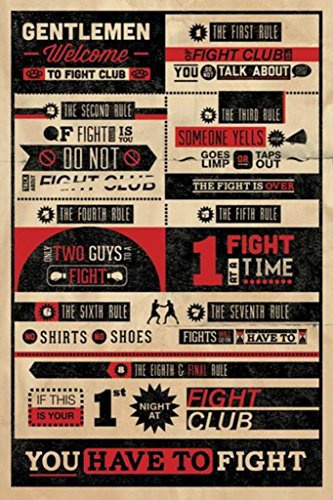 Erik Fight Club Poster Rules, Mehrfarbig, Standard, 2