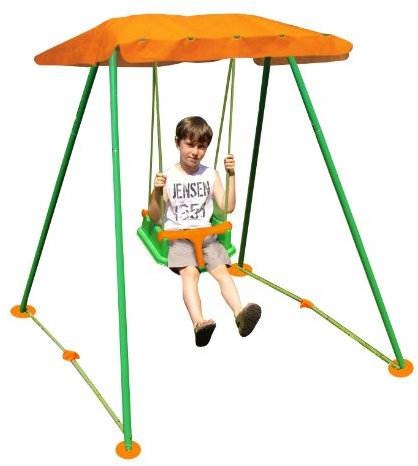 New Plast AMB1319 - Altalena Pieghevole Libellula con Parasole e Seggiolino di Sicurezza 3 in 1