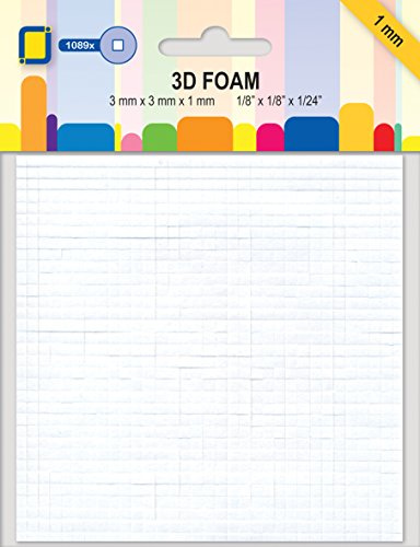 Find It Trading 3D-Schaumstoff-Punkt-Mini-Quadrate – 1 mm, Synthetisches Material, weiß, 14.8 x 11.1 x 0.1 cm