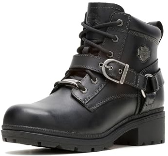 Harley-Davidson Women's Tegan Leather Motorcycle Casual Boot, Black, 10