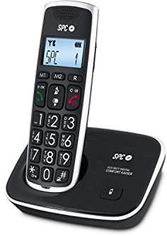 SPC Comfort Kaiser – Telefono cordless per Anziani con tasti e numeri XL, Suono extra-amplificato, 2 Memorie Dirette, Agenda e Vivavoce