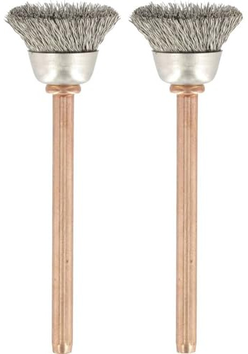 Dremel 531 Juego de accesorios de cepillos de acero inoxidable, 2 cepillos (13 mm) para limpiar materiales resistentes a la corrosión