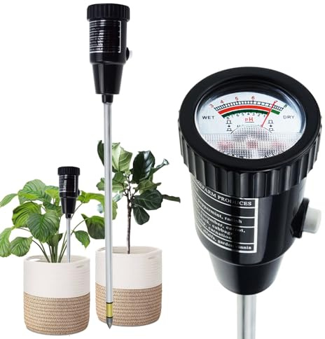 Boden pH & Feuchtigkeit Tester Meter mit 295mm Lange Elektrode Sonde, wasserdichte Soil Tester Kit Werkzeuge, für Indoor & Outdoor Gärten Pflanzen Blumen Landwirtschaft