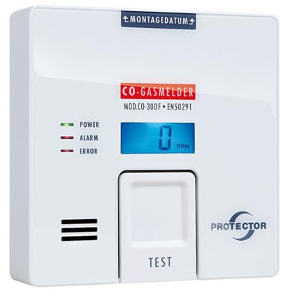 Protector CO-300F batteriebetriebener CO-Gasmelder | Präziser, langlebiger CO-Melder mit FIGARO-Sensor & beleuchtetem Display | Detektiert Kohlenmonoxid für maximale Sicherheit | Wohnwagen & Wohnmobil