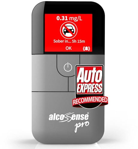 AlcoSense Pro Fuel Cell Breathalyser - Police-Grade Sensor for Precision Accuracy - Auto Express Recommended & Sunday Times 5 Star Rated - CE Approved Breathalyzer - Alcohol Tester Designed in the UK