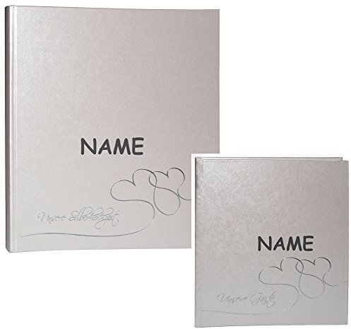 alles-meine.de GmbH Set: Fotoalbum + Gästebuch - unsere Silberhochzeit - incl. Name - Fotobuch/Photoalbum/Hochzeitsalbum/Album - Hochzeitsfest Feier - Herzen Brautpaar ..