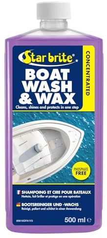 STAR BRITE Boat Wash & Wax - Heavy Duty Concentrate - Clean, Shine & Protect in One Easy Step - Blueberry Scent
